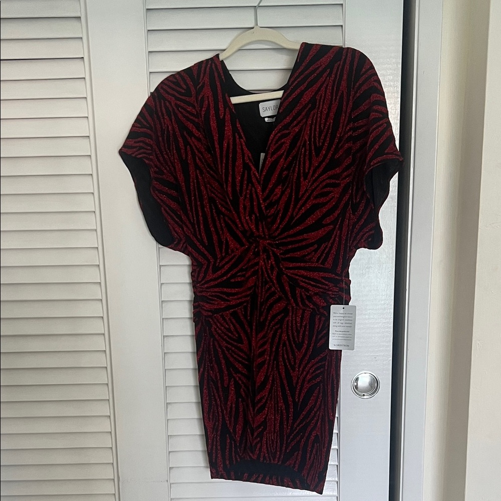 SAYLOR Red and Black Mini Dress